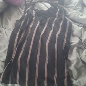 Black and pink striped sleeveless blouse
